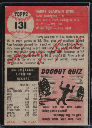 1953 Topps - #131 Harry Byrd (RC)