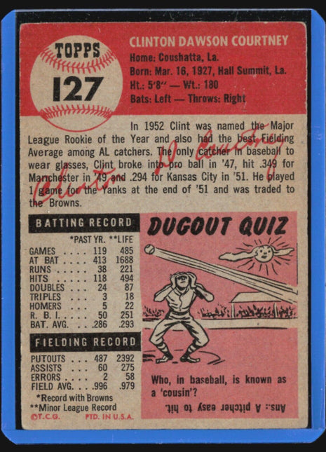 1953 Topps -  #127 Clint Courtney (RC)