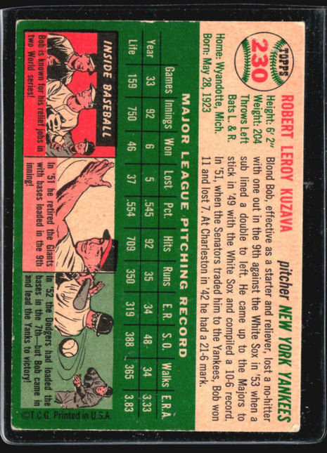 1954 Topps - #230 Bob Kuzava
