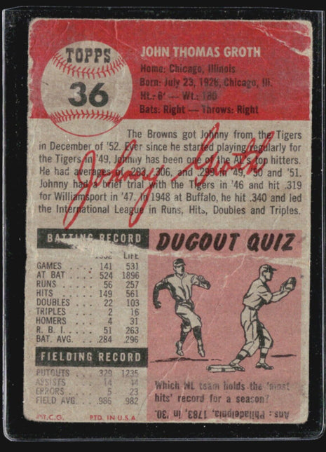 1953 Topps - #36 Johnny Groth