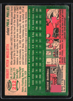 1954 Topps - #212 Mickey Micelotta (RC)