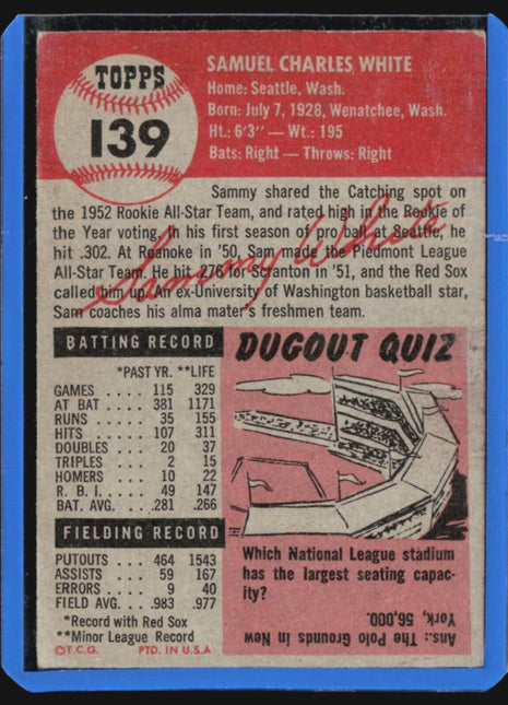 1953 Topps - #139 Sammy White