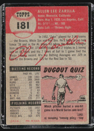 1953 Topps - #181 Al Zarilla