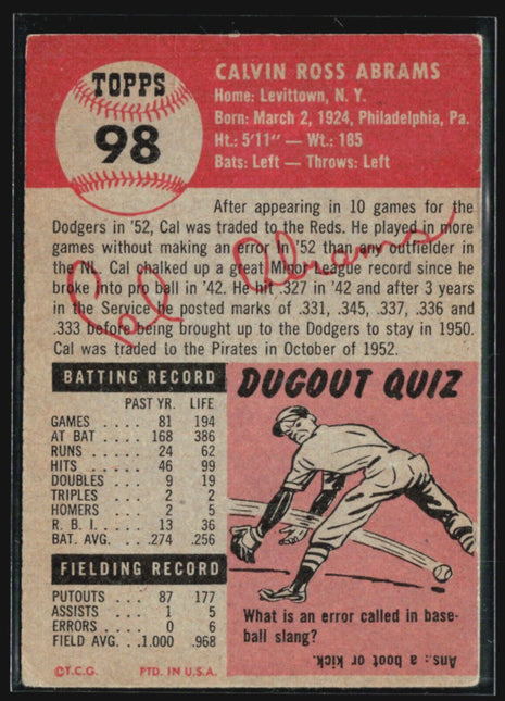 1953 Topps - #98 Cal Abrams