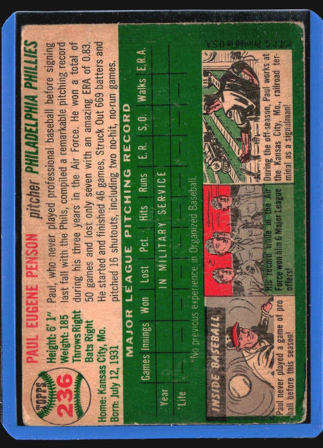 1954 Topps - #236 Paul Penson (RC)