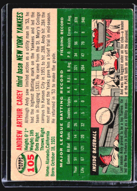 1954 Topps - #105 Andy Carey
