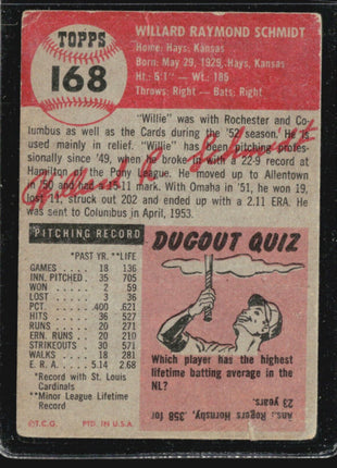 1953 Topps - #168 Willard Schmidt (RC)