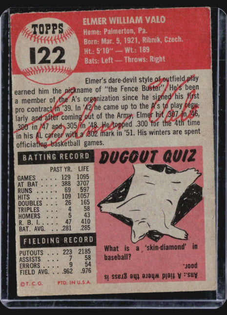 1953 Topps - #122 Elmer Valo