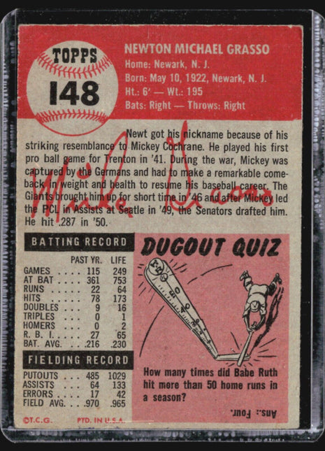 1953 Topps - #148 Mickey Grasso