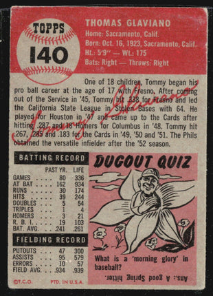 1953 Topps - #140 Tommy Glaviano