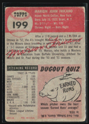 1953 Topps - #199 Marion Fricano (RC)