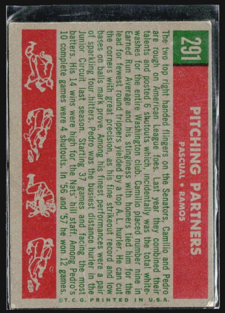 1959 Topps - #291 Camilo Pascual, Pedro Ramos