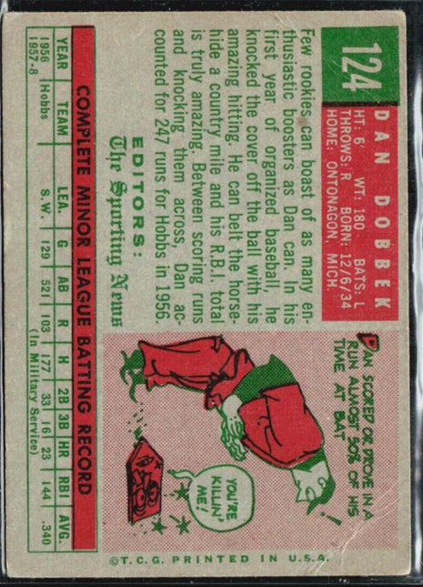 1959 Topps - Sporting News Rookie Stars #124 Dan Dobbek (RC)
