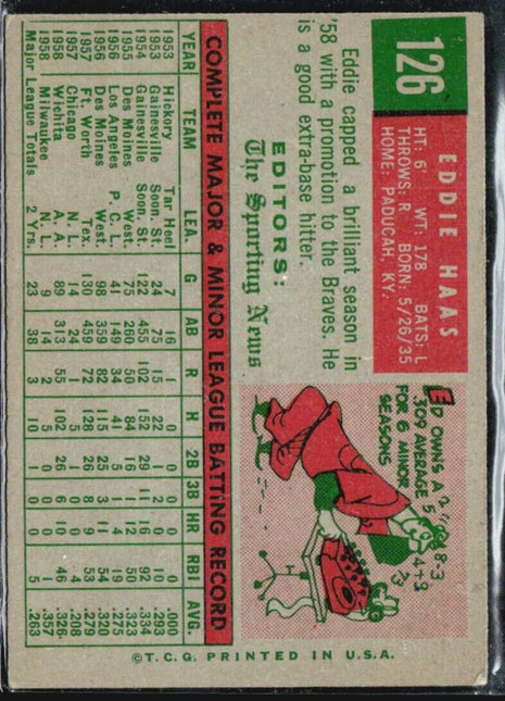 1959 Topps - Sporting News Rookie Stars #126 Eddie Haas (RC)