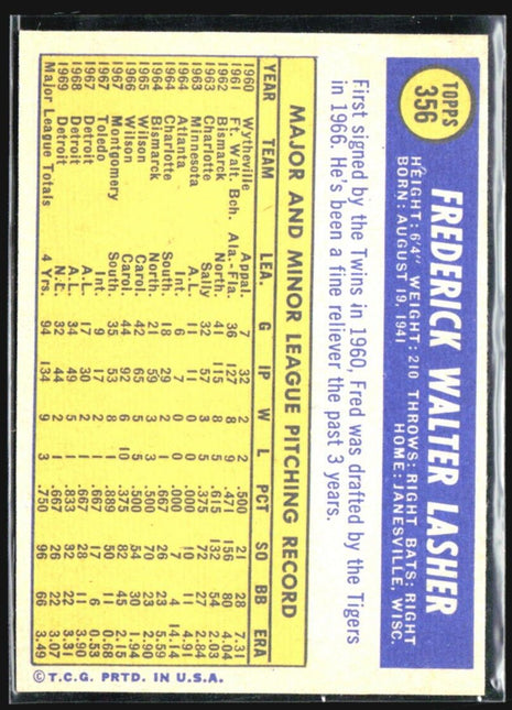 1970 Topps - #356 Fred Lasher