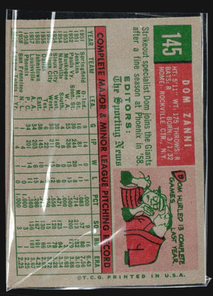 1959 Topps - Sporting News Rookie Stars #145 Dom Zanni (RC)