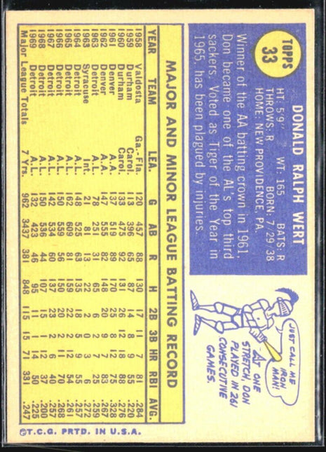 1970 Topps - #33 Don Wert