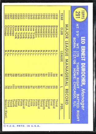 1970 Topps - #291 Leo Durocher