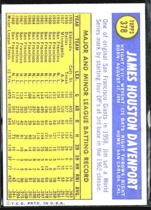 1970 Topps - #378 Jim Davenport