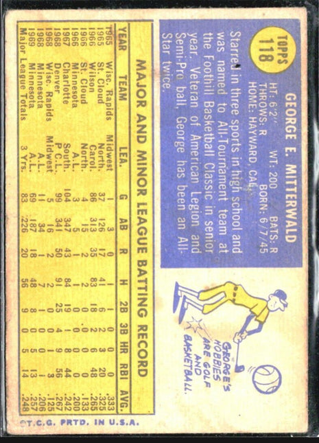 1970 Topps - #118 George Mitterwald