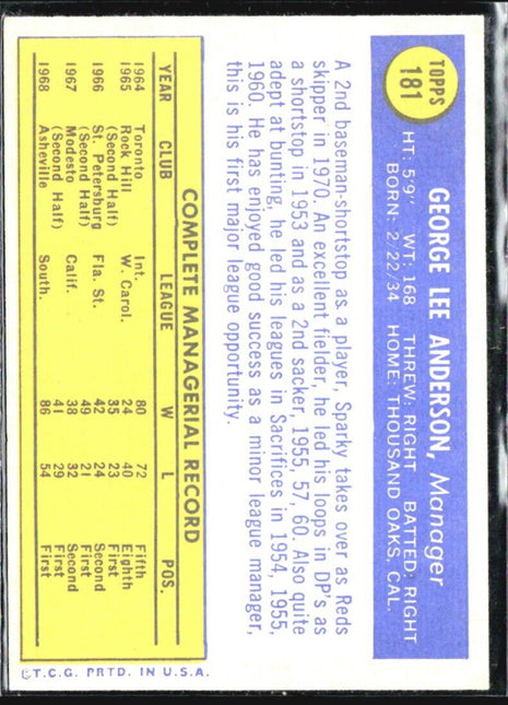 1970 Topps - #181 Sparky Anderson