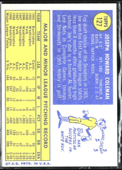 1970 Topps - #127 Joe Coleman