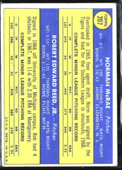 1970 Topps #207 Norman McRae Bob Reed