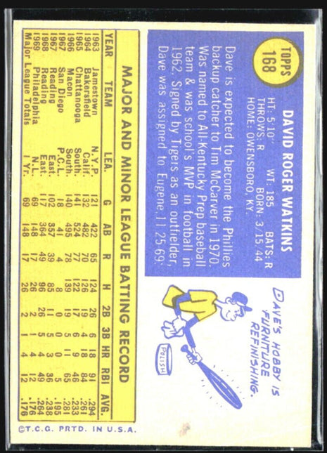 1970 Topps - #168 Dave Watkins (RC)