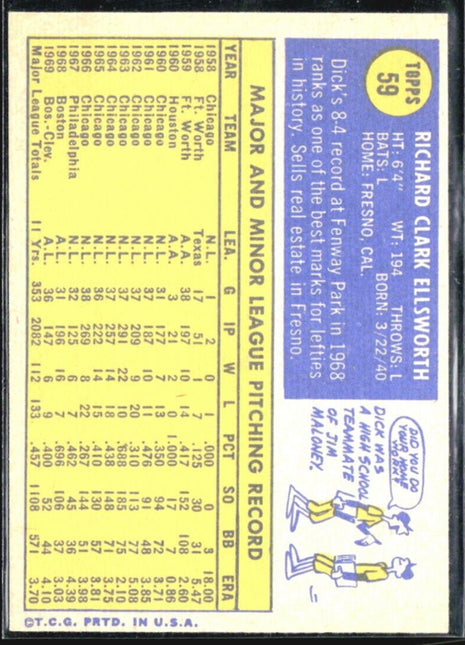 1970 Topps - #59 Dick Ellsworth
