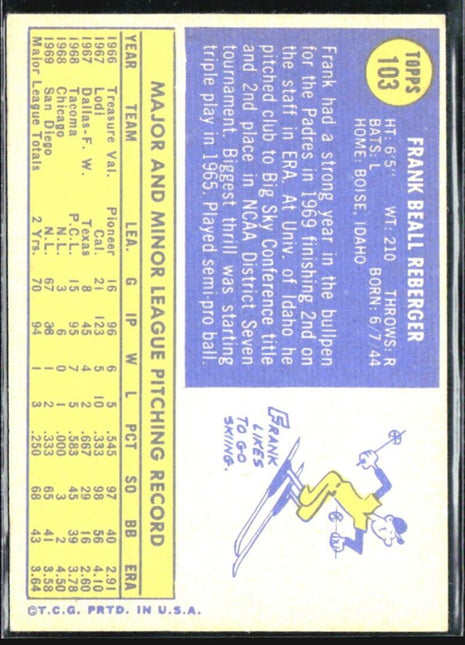 1970 Topps - #103 Frank Reberger