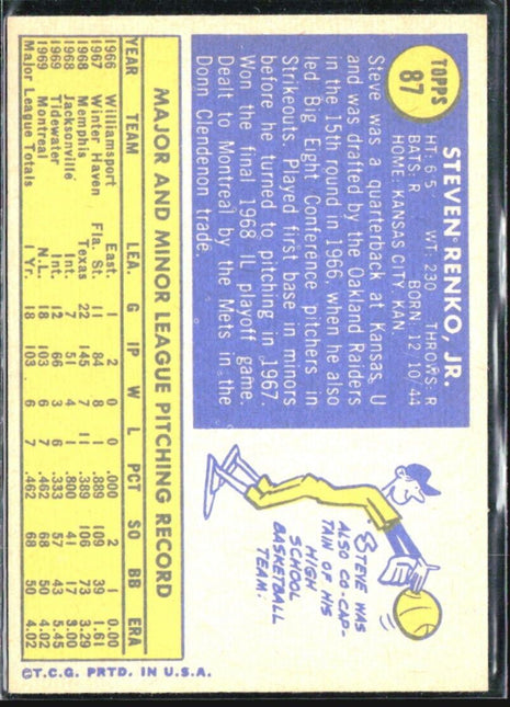 1970 Topps - #87 Steve Renko (RC)