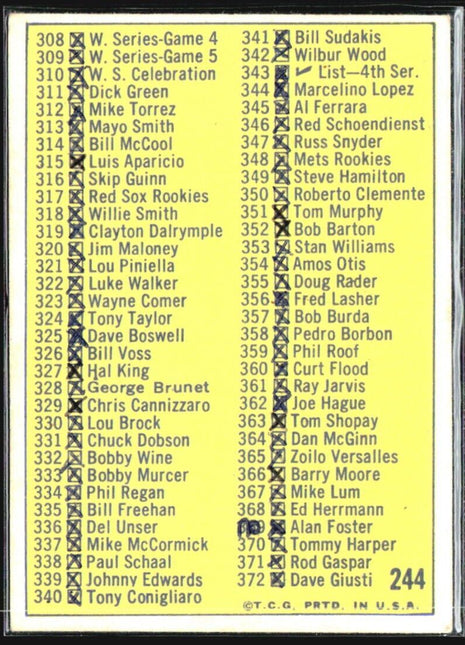 1970 Topps #244 3rd Series Checklist