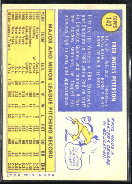 1970 Topps - #142 Fritz Peterson