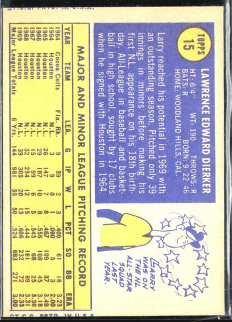 1970 Topps - #15 Larry Dierker