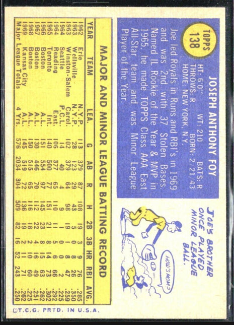 1970 Topps - #138 Joe Foy