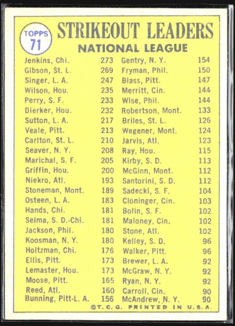1970 Topps #71 Fergie Jenkins Bob Gibson Bill Singer