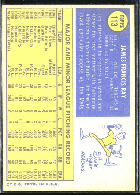 1970 Topps - #113 Jim Ray