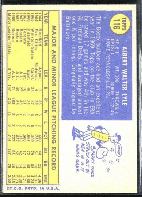 1970 Topps - #116 Sparky Lyle