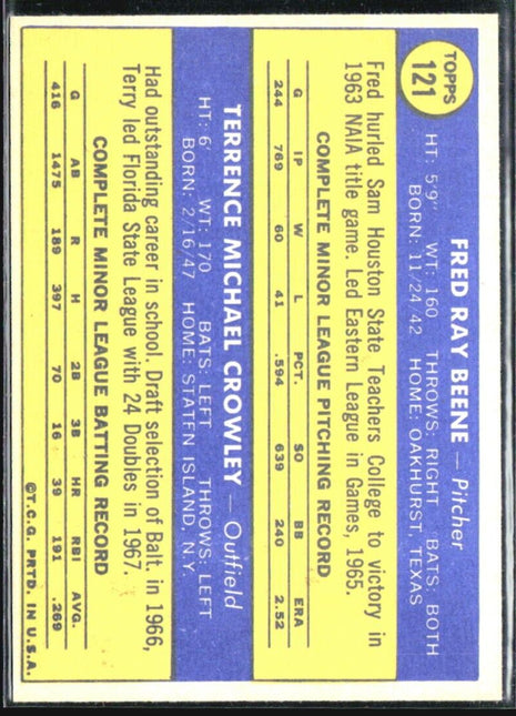 1970 Topps - 1970 Rookie Stars #121 Terry Crowley, Fred Beene (RC)