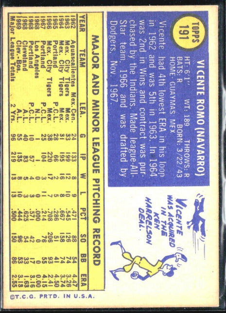 1970 Topps - #191 Vicente Romo