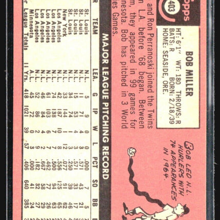 1969 Topps - #403 Bob Miller
