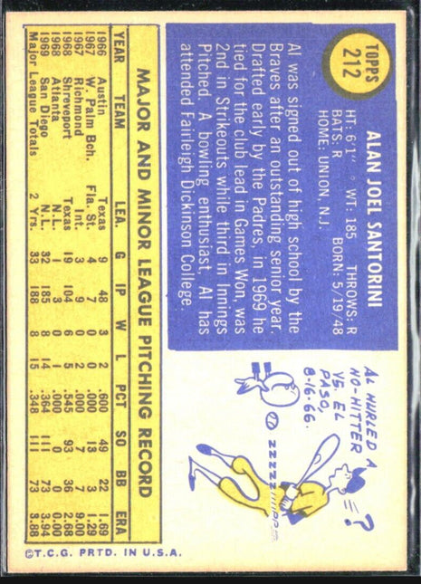 1970 Topps - #212 Al Santorini