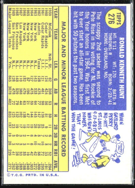 1970 Topps - #276 Ron Hunt