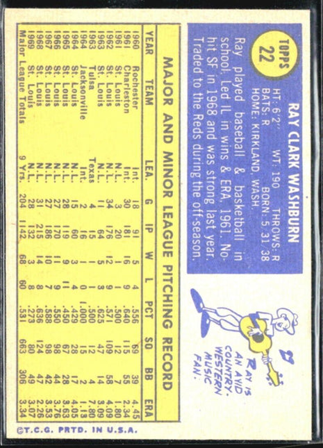 1970 Topps - #22 Ray Washburn