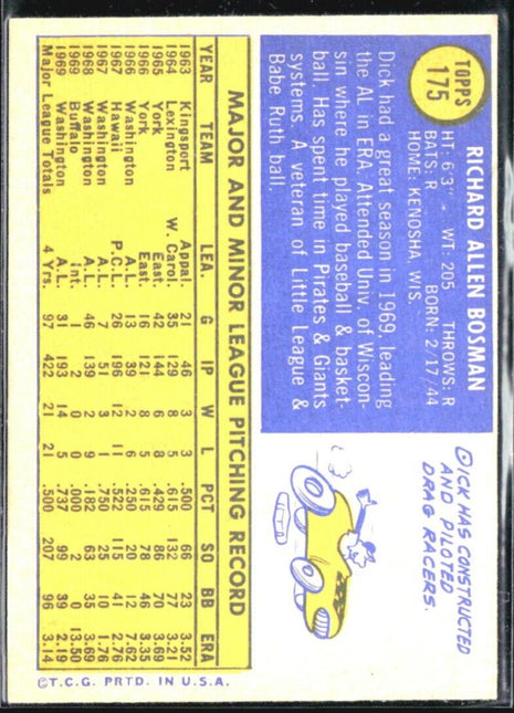 1970 Topps - #175 Dick Bosman