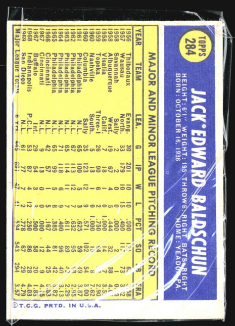 1970 Topps - #284 Jack Baldschun