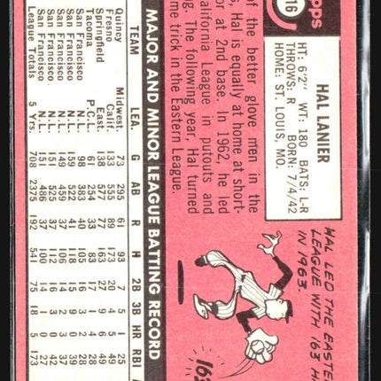 1969 Topps - #316 Hal Lanier