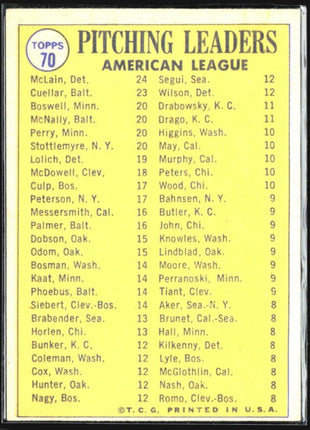 1970 Topps - #70 Mclain Cuellar Boswell Mcnally Perry Stottlemyre