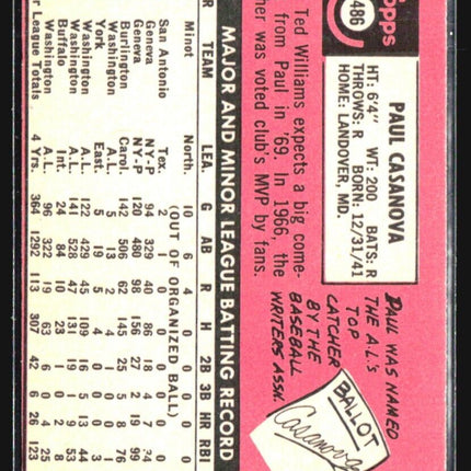 1969 Topps - #486 Paul Casanova