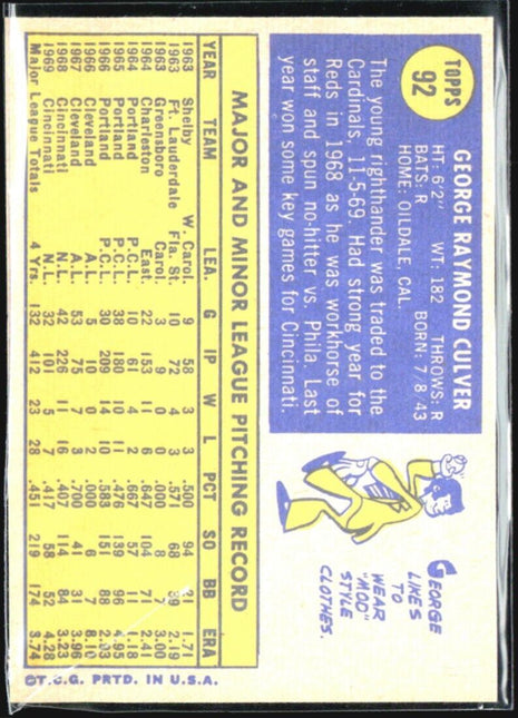 1970 Topps - #92 George Culver